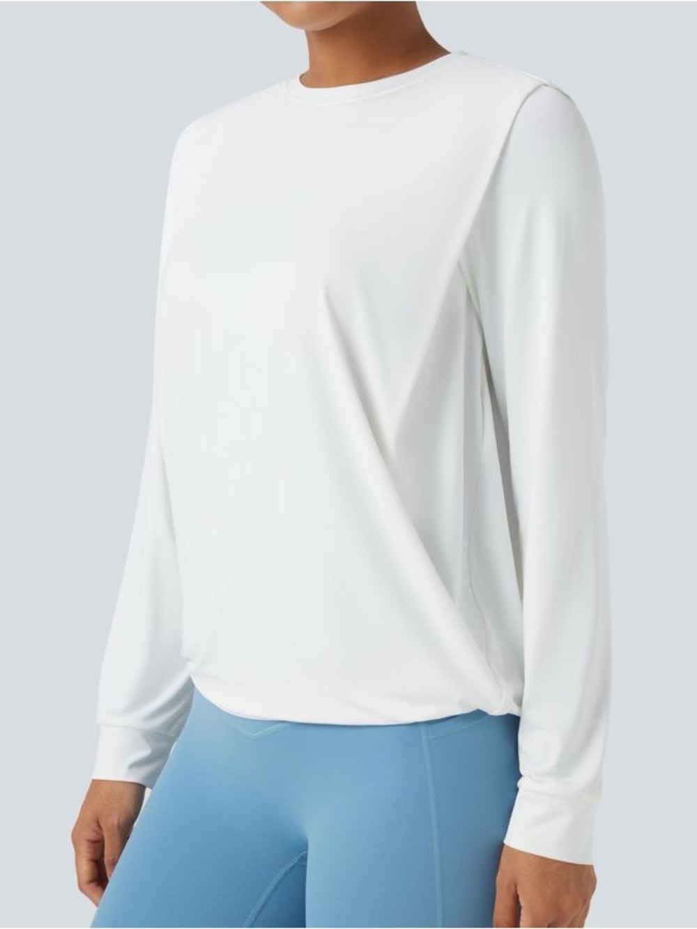 HALARA White Long Sleeve Crewneck Top
